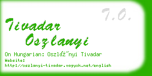 tivadar oszlanyi business card